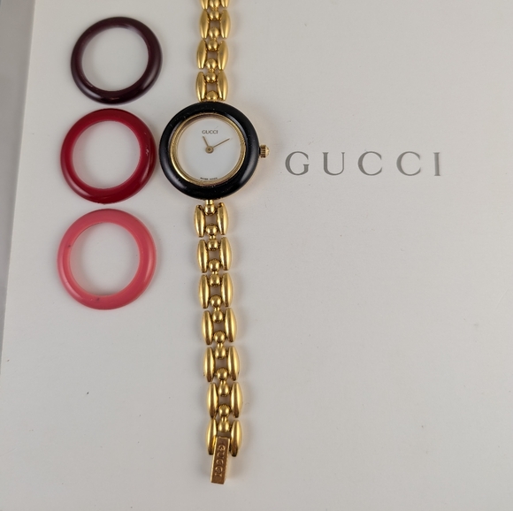 AUTHENTIC GUCCI 11/12.2 BEZEL RICE LINK WATCH/EXCELLENT CONDITION - Picture 2 of 6